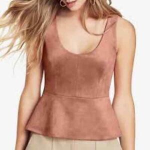 BCBG MaxAzria Suede Peplum In Rose Dawn